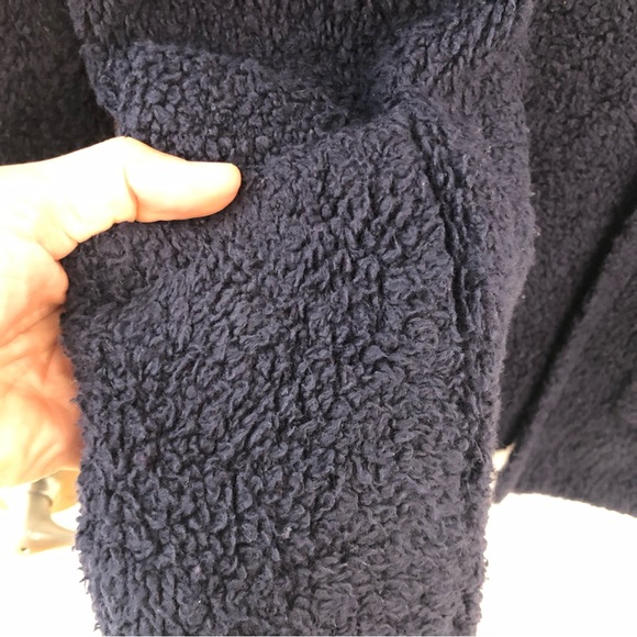 Madewell Teddy Navy Blue Fuzzy Open Front Cardigan XS Relaxed Roomy Oversized - Picture 8 of 14